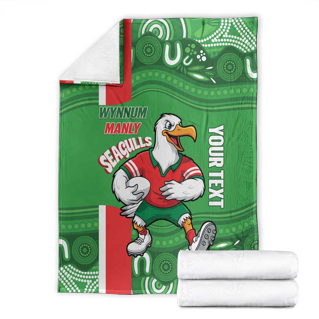 Wynnum Rugby Custom Blanket Go Manly Seagulls Aboriginal Art - Aussie Hoodie