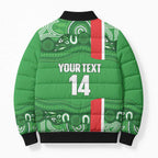 Wynnum Rugby Custom Bomber Puffer Jacket Go Manly Seagulls Aboriginal Art - Aussie Hoodie