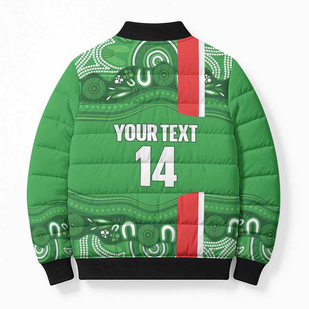 Wynnum Rugby Custom Bomber Puffer Jacket Go Manly Seagulls Aboriginal Art - Aussie Hoodie