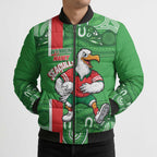 Wynnum Rugby Custom Bomber Puffer Jacket Go Manly Seagulls Aboriginal Art - Aussie Hoodie