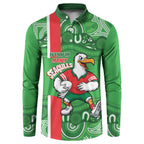 Wynnum Rugby Custom Button Sweatshirt Go Manly Seagulls Aboriginal Art - Aussie Hoodie