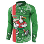 Wynnum Rugby Custom Button Sweatshirt Go Manly Seagulls Aboriginal Art - Aussie Hoodie