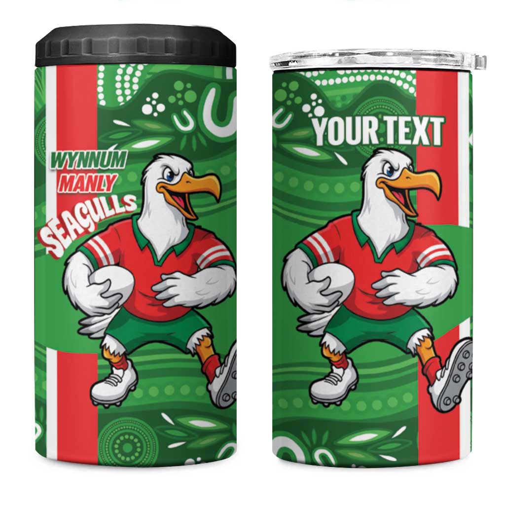 Wynnum Rugby Custom 4 in 1 Can Cooler Tumbler Go Manly Seagulls Aboriginal Art - Aussie Hoodie