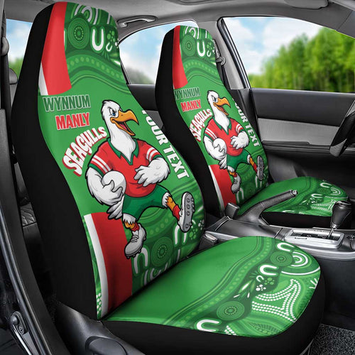 Wynnum Rugby Custom Car Seat Cover Go Manly Seagulls Aboriginal Art - Aussie Hoodie