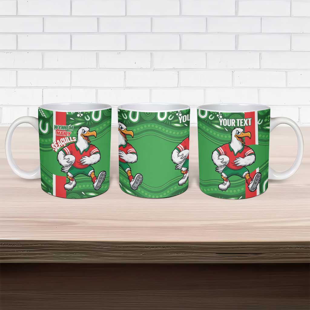 Wynnum Rugby Custom Ceramic Mug Go Manly Seagulls Aboriginal Art - Aussie Hoodie