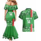 Wynnum Rugby Custom Couples Matching Mermaid Dress and Hawaiian Shirt Go Manly Seagulls Aboriginal Art - Aussie Hoodie