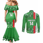 Wynnum Rugby Custom Couples Matching Mermaid Dress and Long Sleeve Button Shirt Go Manly Seagulls Aboriginal Art - Aussie Hoodie
