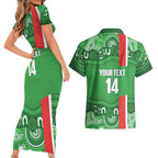 Wynnum Rugby Custom Couples Matching Short Sleeve Bodycon Dress and Hawaiian Shirt Go Manly Seagulls Aboriginal Art - Aussie Hoodie