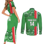 Wynnum Rugby Custom Couples Matching Short Sleeve Bodycon Dress and Long Sleeve Button Shirt Go Manly Seagulls Aboriginal Art - Aussie Hoodie