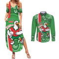 Wynnum Rugby Custom Couples Matching Summer Maxi Dress and Long Sleeve Button Shirt Go Manly Seagulls Aboriginal Art - Aussie Hoodie