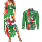 Wynnum Rugby Custom Couples Matching Summer Maxi Dress and Long Sleeve Button Shirt Go Manly Seagulls Aboriginal Art - Aussie Hoodie