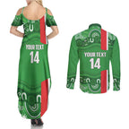 Wynnum Rugby Custom Couples Matching Summer Maxi Dress and Long Sleeve Button Shirt Go Manly Seagulls Aboriginal Art - Aussie Hoodie