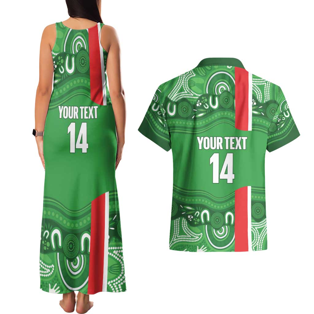 Wynnum Rugby Custom Couples Matching Tank Maxi Dress and Hawaiian Shirt Go Manly Seagulls Aboriginal Art - Aussie Hoodie