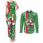 Wynnum Rugby Custom Couples Matching Tank Maxi Dress and Long Sleeve Button Shirt Go Manly Seagulls Aboriginal Art - Aussie Hoodie