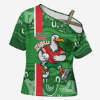 Wynnum Rugby Custom Cross Shoulder Shirt Go Manly Seagulls Aboriginal Art - Aussie Hoodie