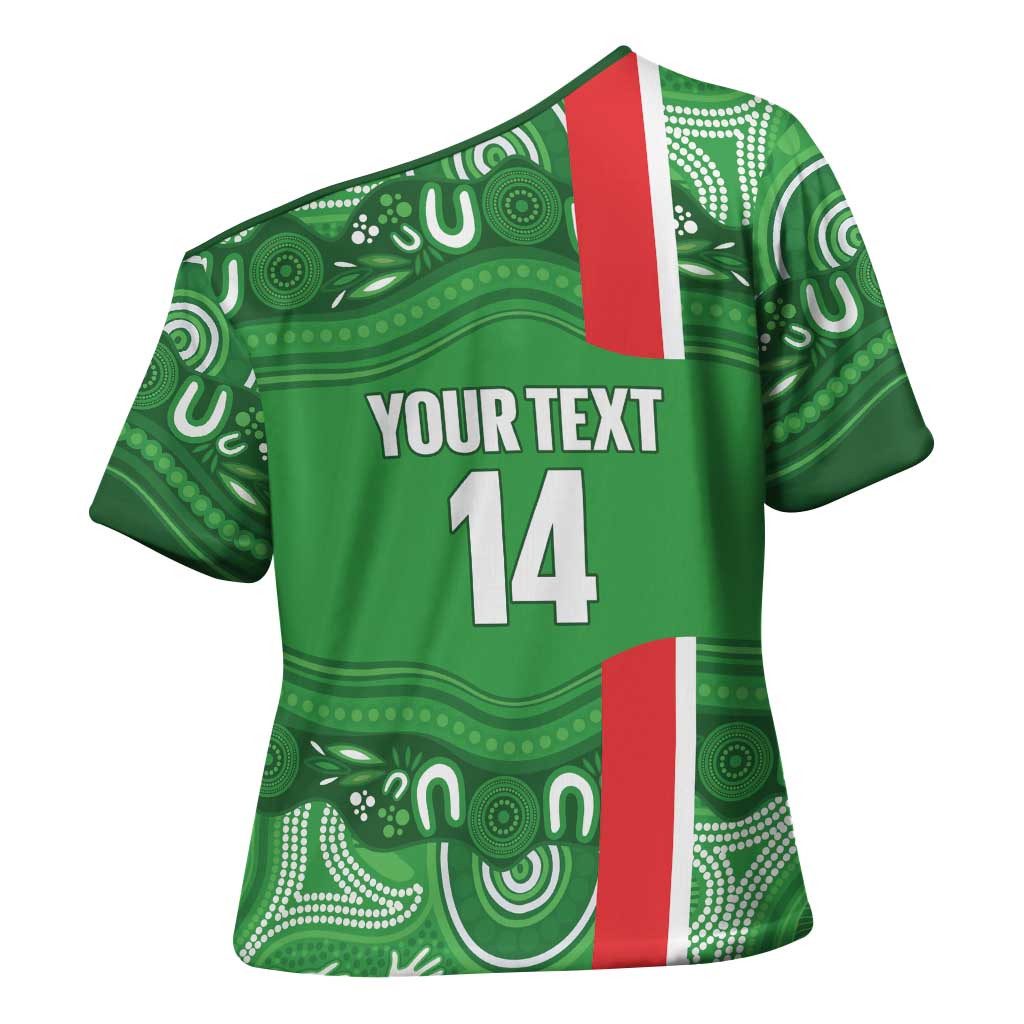Wynnum Rugby Custom Cross Shoulder Shirt Go Manly Seagulls Aboriginal Art - Aussie Hoodie