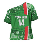 Wynnum Rugby Custom Cross Shoulder Shirt Go Manly Seagulls Aboriginal Art - Aussie Hoodie