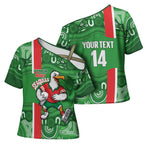 Wynnum Rugby Custom Cross Shoulder Shirt Go Manly Seagulls Aboriginal Art - Aussie Hoodie