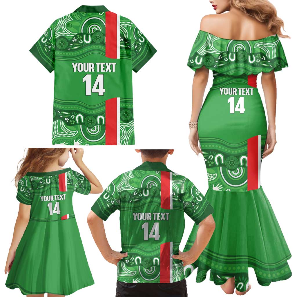 Wynnum Rugby Custom Family Matching Mermaid Dress and Hawaiian Shirt Go Manly Seagulls Aboriginal Art - Aussie Hoodie