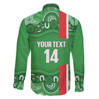 Wynnum Rugby Custom Family Matching Off The Shoulder Long Sleeve Dress and Hawaiian Shirt Go Manly Seagulls Aboriginal Art - Aussie Hoodie