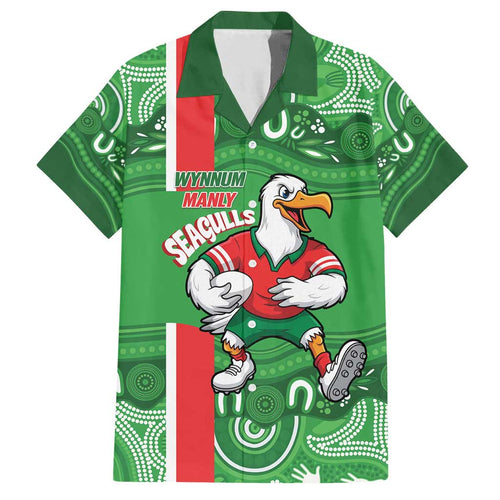 Wynnum Rugby Custom Family Matching Off Shoulder Maxi Dress and Hawaiian Shirt Go Manly Seagulls Aboriginal Art - Aussie Hoodie