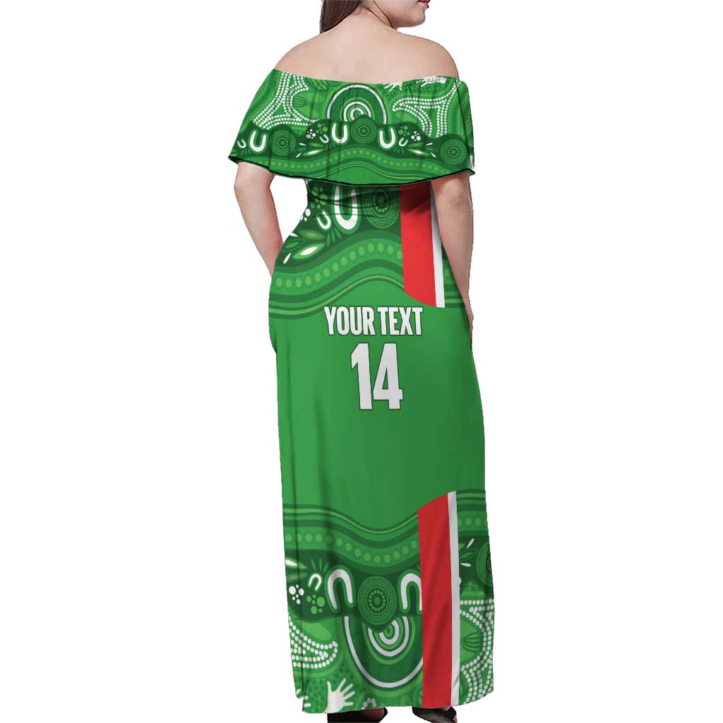 Wynnum Rugby Custom Family Matching Off Shoulder Maxi Dress and Hawaiian Shirt Go Manly Seagulls Aboriginal Art - Aussie Hoodie
