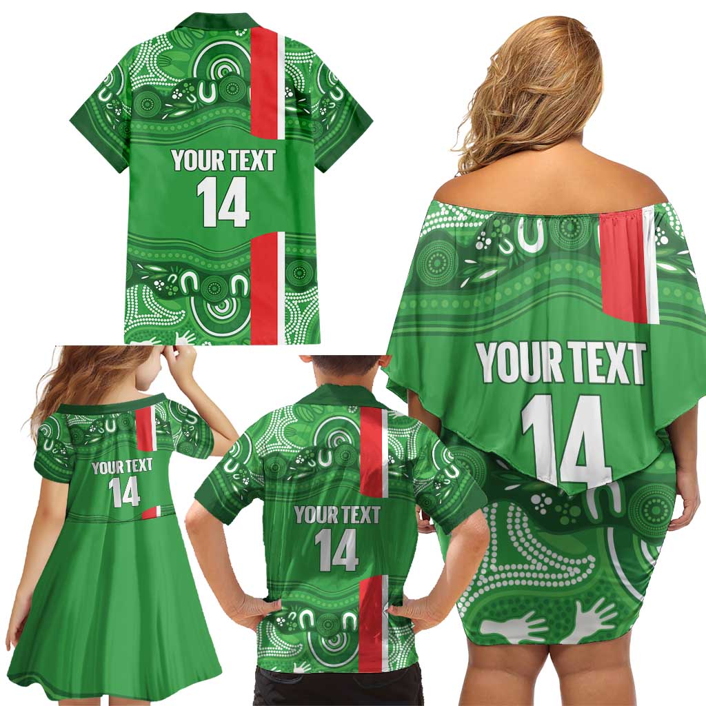 Wynnum Rugby Custom Family Matching Off Shoulder Short Dress and Hawaiian Shirt Go Manly Seagulls Aboriginal Art - Aussie Hoodie