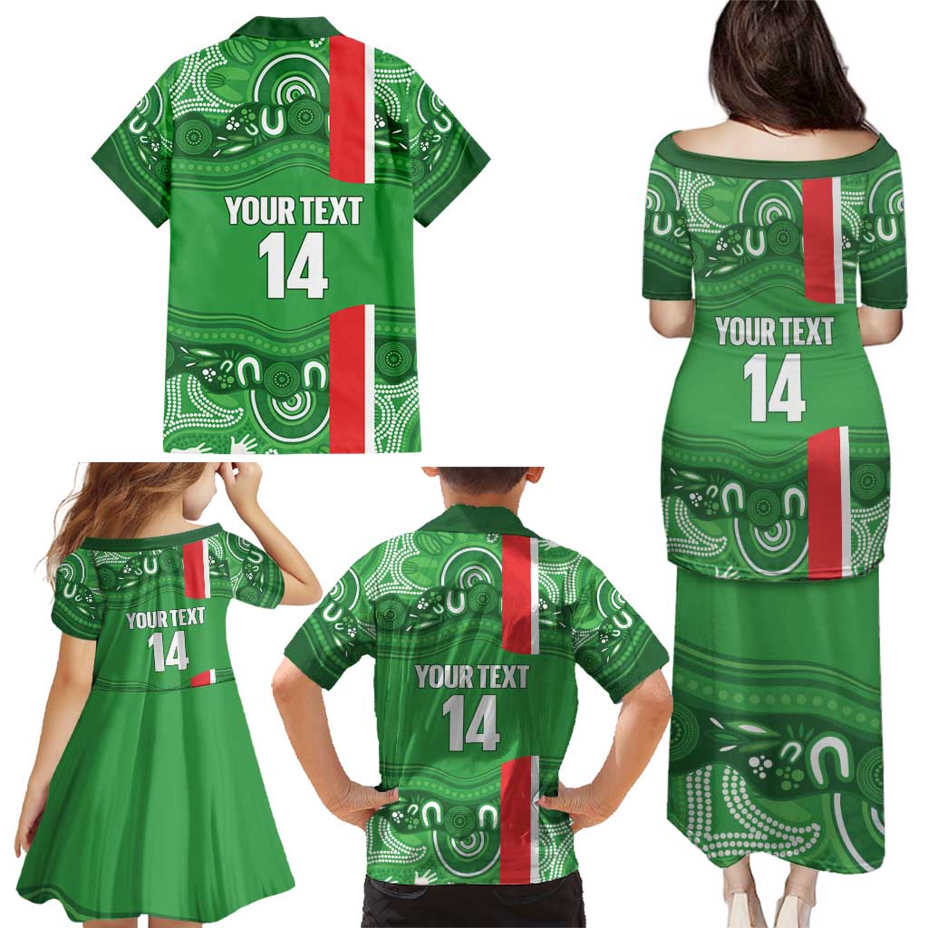 Wynnum Rugby Custom Family Matching Puletasi and Hawaiian Shirt Go Manly Seagulls Aboriginal Art - Aussie Hoodie