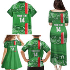 Wynnum Rugby Custom Family Matching Puletasi and Hawaiian Shirt Go Manly Seagulls Aboriginal Art - Aussie Hoodie