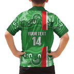 Wynnum Rugby Custom Family Matching Short Sleeve Bodycon Dress and Hawaiian Shirt Go Manly Seagulls Aboriginal Art - Aussie Hoodie
