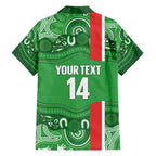 Wynnum Rugby Custom Family Matching Short Sleeve Bodycon Dress and Hawaiian Shirt Go Manly Seagulls Aboriginal Art - Aussie Hoodie