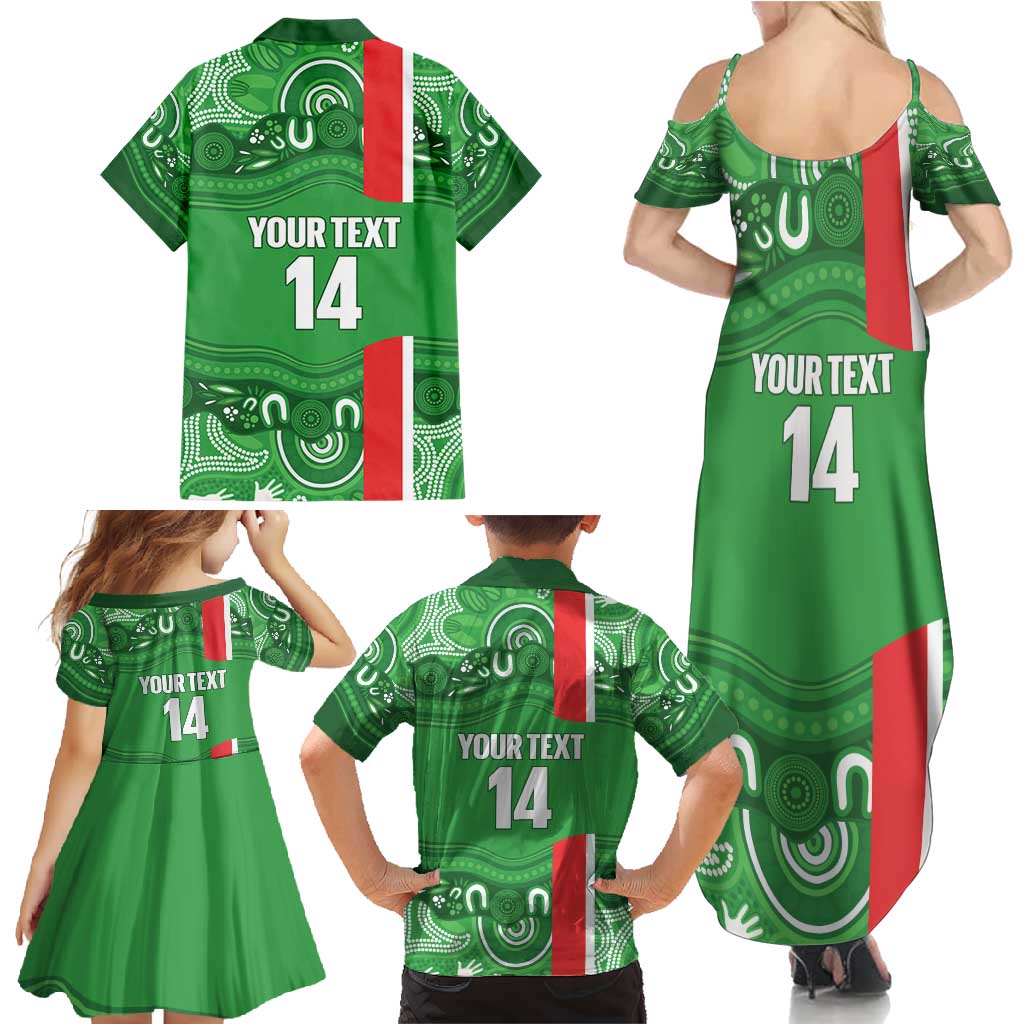 Wynnum Rugby Custom Family Matching Summer Maxi Dress and Hawaiian Shirt Go Manly Seagulls Aboriginal Art - Aussie Hoodie