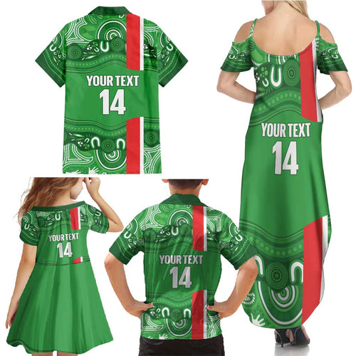 Wynnum Rugby Custom Family Matching Summer Maxi Dress and Hawaiian Shirt Go Manly Seagulls Aboriginal Art - Aussie Hoodie