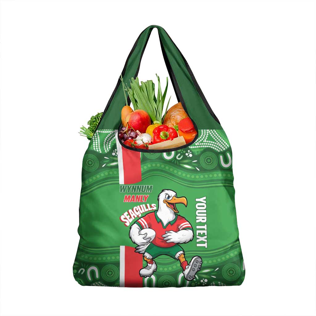 Wynnum Rugby Custom Grocery Bag Go Manly Seagulls Aboriginal Art - Aussie Hoodie