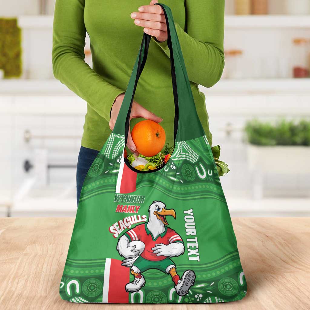 Wynnum Rugby Custom Grocery Bag Go Manly Seagulls Aboriginal Art - Aussie Hoodie