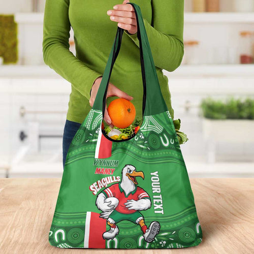 Wynnum Rugby Custom Grocery Bag Go Manly Seagulls Aboriginal Art - Aussie Hoodie