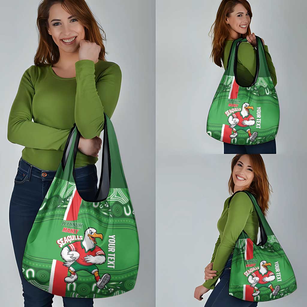 Wynnum Rugby Custom Grocery Bag Go Manly Seagulls Aboriginal Art - Aussie Hoodie