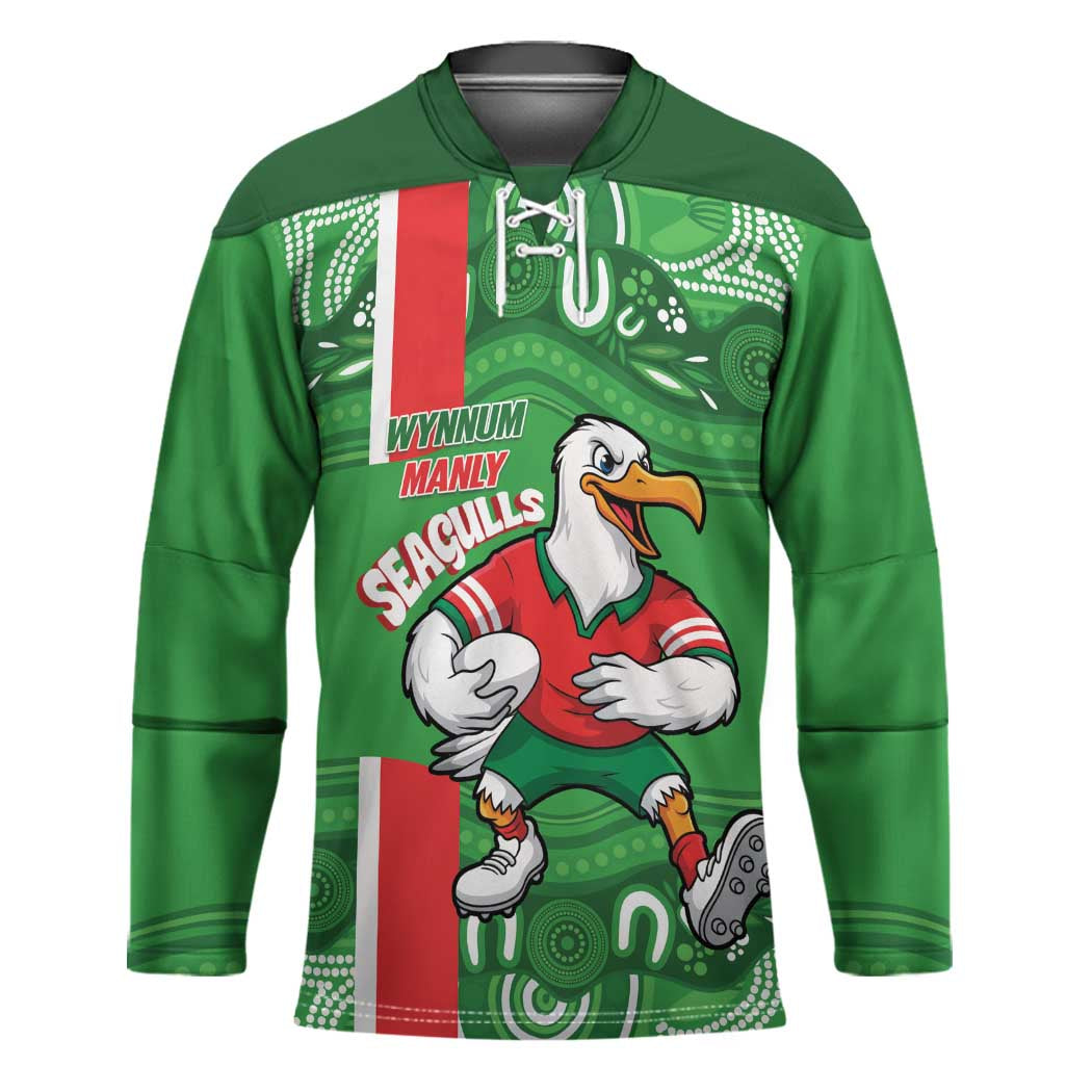 Wynnum Rugby Custom Hockey Jersey Go Manly Seagulls Aboriginal Art - Aussie Hoodie