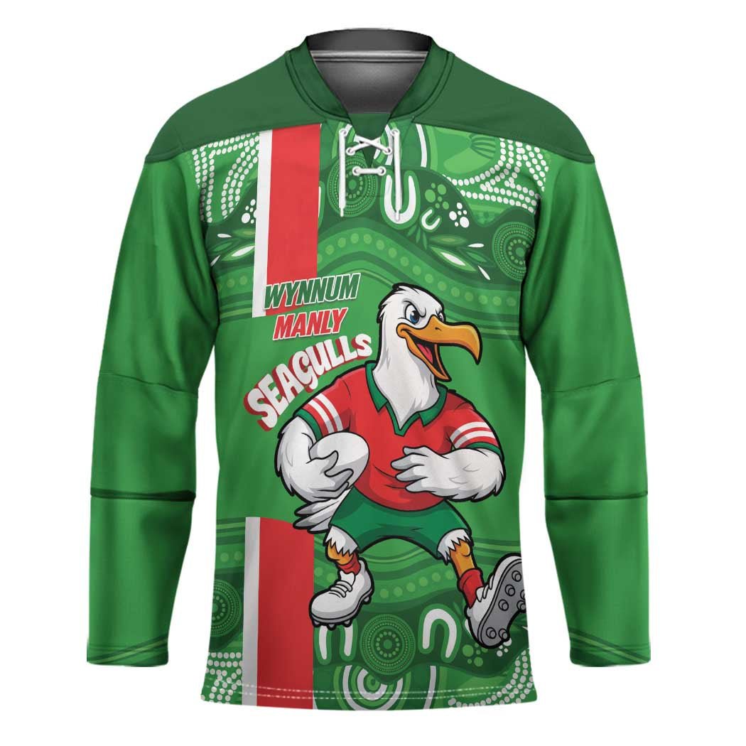 Wynnum Rugby Custom Hockey Jersey Go Manly Seagulls Aboriginal Art - Aussie Hoodie