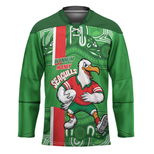 Wynnum Rugby Custom Hockey Jersey Go Manly Seagulls Aboriginal Art - Aussie Hoodie