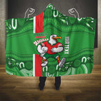 Wynnum Rugby Custom Hooded Blanket Go Manly Seagulls Aboriginal Art - Aussie Hoodie