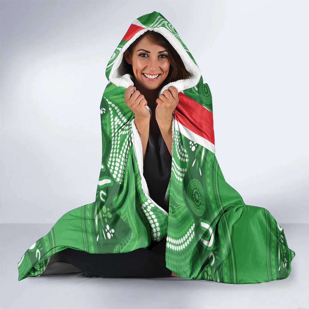 Wynnum Rugby Custom Hooded Blanket Go Manly Seagulls Aboriginal Art - Aussie Hoodie