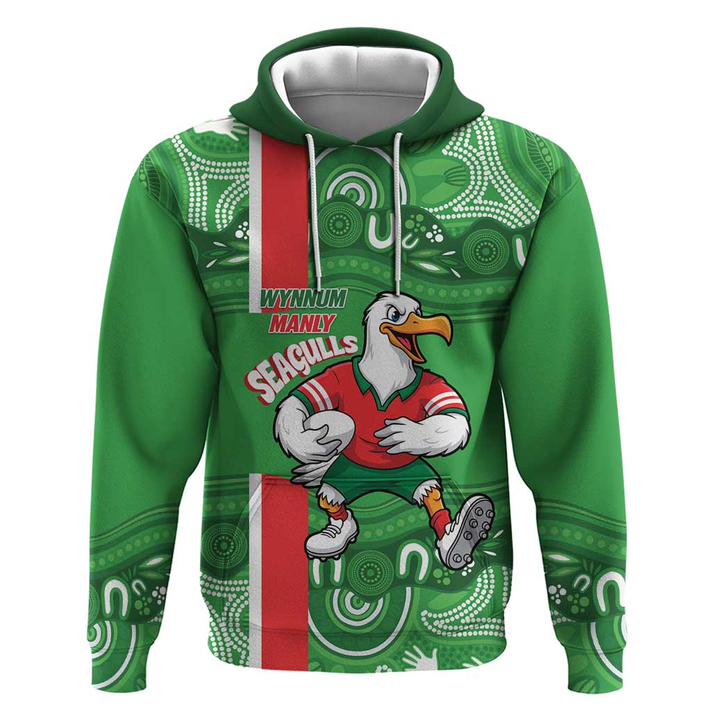 Wynnum Rugby Custom Hoodie Go Manly Seagulls Aboriginal Art - Aussie Hoodie