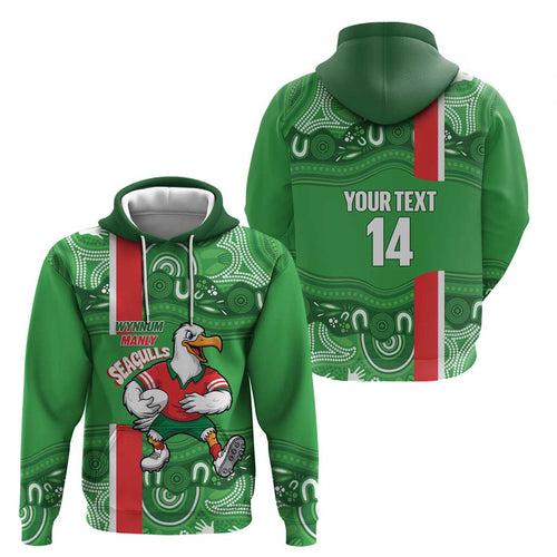 Wynnum Rugby Custom Hoodie Go Manly Seagulls Aboriginal Art - Aussie Hoodie