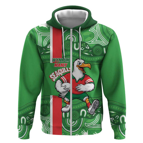 Wynnum Rugby Custom Hoodie Go Manly Seagulls Aboriginal Art - Aussie Hoodie