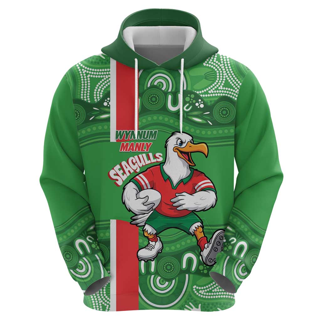 Wynnum Rugby Custom Hoodie Go Manly Seagulls Aboriginal Art - Aussie Hoodie