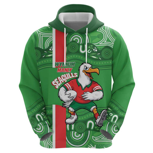 Wynnum Rugby Custom Hoodie Go Manly Seagulls Aboriginal Art - Aussie Hoodie