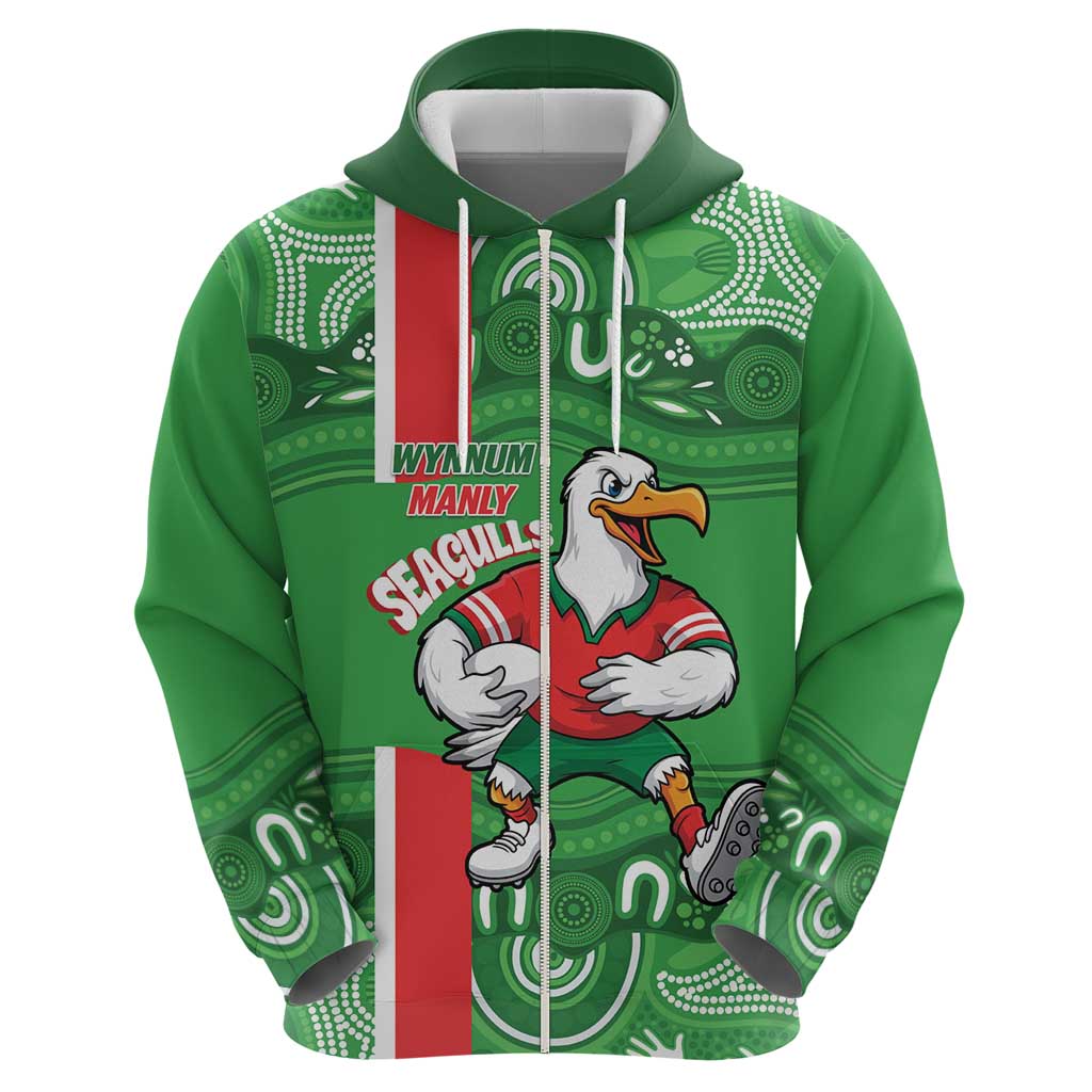 Wynnum Rugby Custom Hoodie Go Manly Seagulls Aboriginal Art - Aussie Hoodie