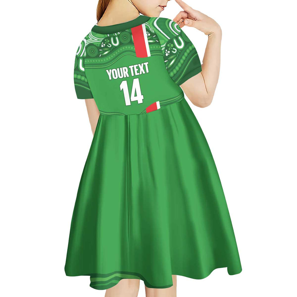 Wynnum Rugby Custom Kid Short Sleeve Dress Go Manly Seagulls Aboriginal Art - Aussie Hoodie