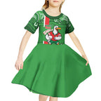Wynnum Rugby Custom Kid Short Sleeve Dress Go Manly Seagulls Aboriginal Art - Aussie Hoodie